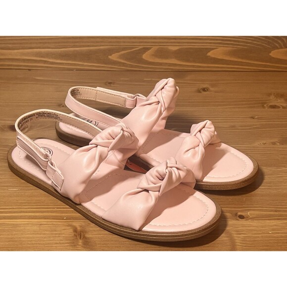 Wonder Nation Big Girls Pink Double Knot Sandals Non Marking Comfort Size 5 NWT - Picture 2 of 10